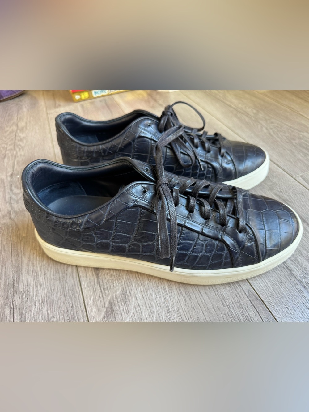 $3,000 Dior Alligator Crocodile Navy Blue Men’s Sneakers